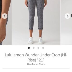 Lululemon Athletica Heathered Black Wunder Under Crop Leggings